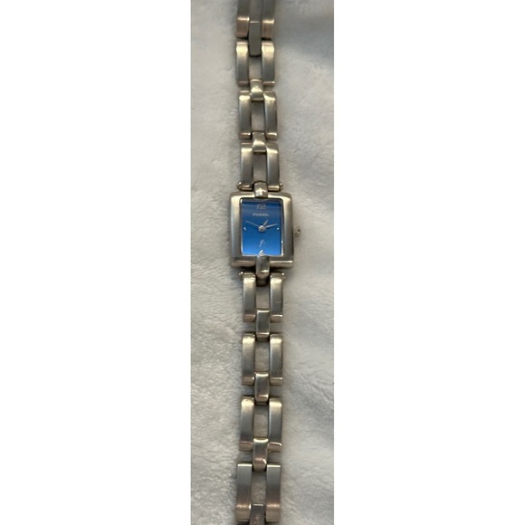 Fossil Womens Silver Tone Watch‎ Blue Face Rectangle Tank ES-9098 - Picture 3 of 6